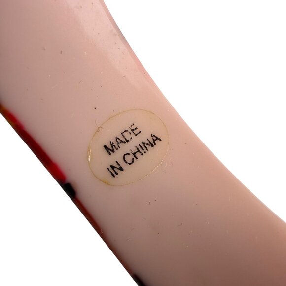 Retro Floral Print Womens Acrylic Oval Bangle Bracelets Set Of 2 Vibrant Colorwa - Picture 4 of 6